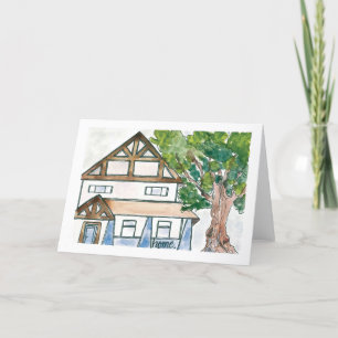 Carte De Remerciements Voiture de chauffage domestique aquarelle