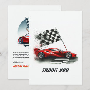 Carte De Remerciements Voiture de course Anniversaire