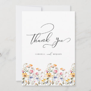 Carte De Remerciements Voiture de Mariage Fleur sauvage de Meadow Waterco
