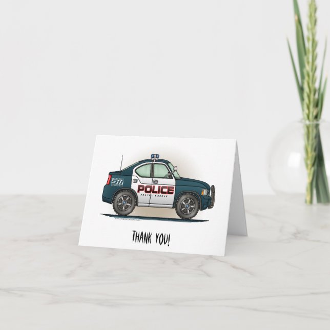 Carte De Remerciements Voiture d'intercepteur de police (Devant)