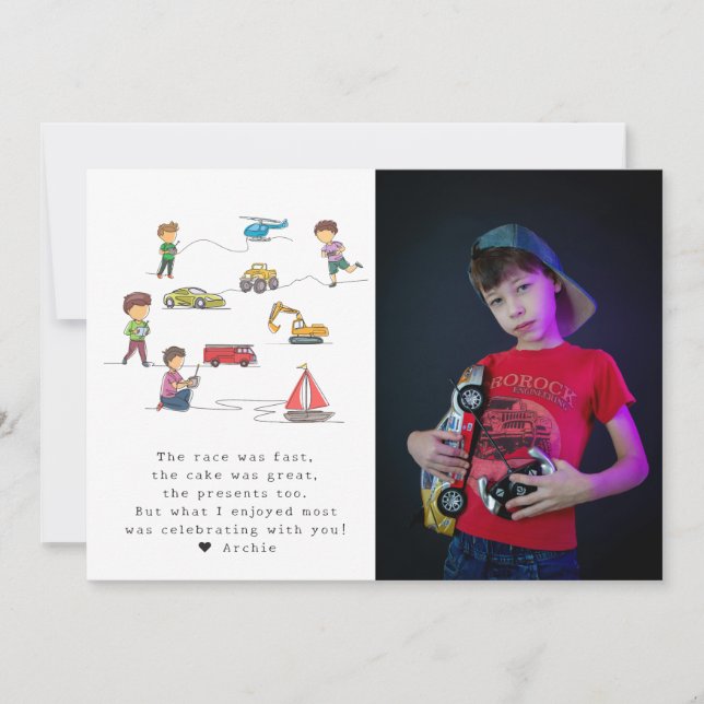 Carte De Remerciements Voiture RC télécommandée pour enfants de tout âge  (Devant)