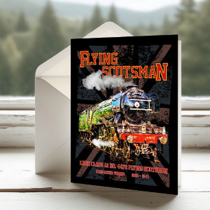 Carte De Remerciements Volant Scotsman Steam Train Anglais Locomotive