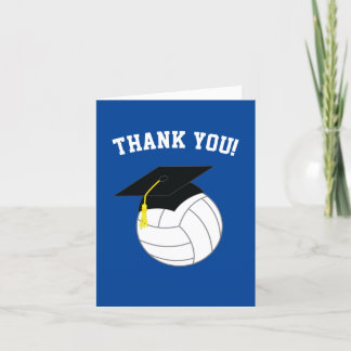 Carte De Remerciements Volley-ball Graduation Sports Blue