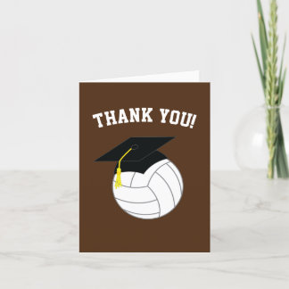 Carte De Remerciements Volley-ball Graduation Sports Brown