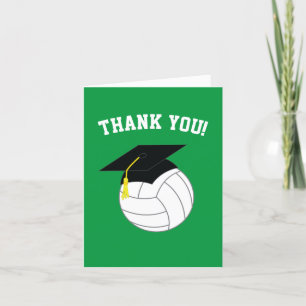 Carte De Remerciements Volleyball Graduation Sports Green