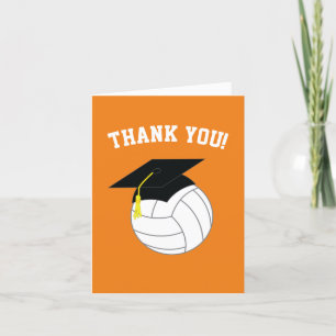 Carte De Remerciements Volleyball Graduation Sports Orange
