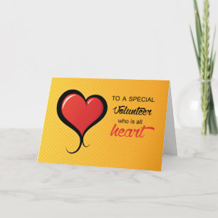 Carte De Remerciements Volontaire rouge de mercis de coeur