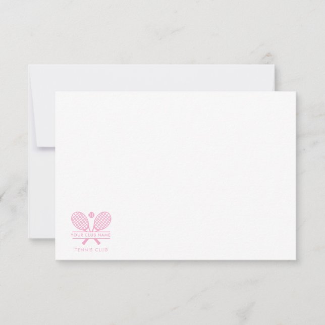 Carte De Remerciements Votre Country Club Nom Tennis Coach Pink Motif (Devant)