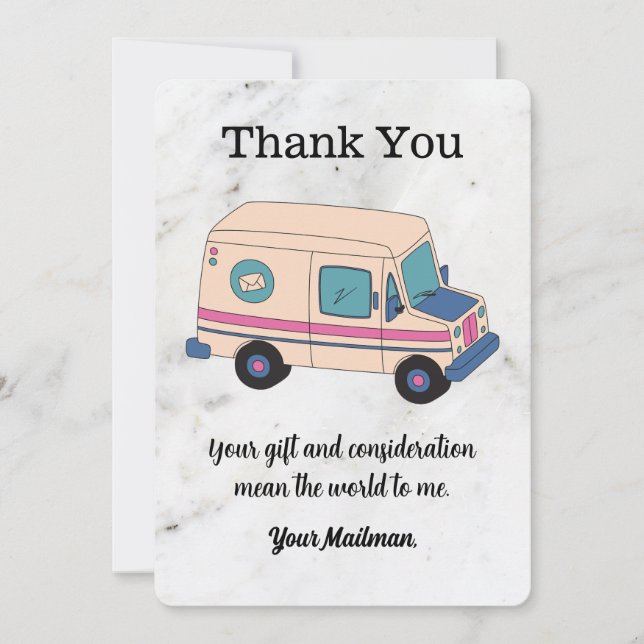 Carte De Remerciements votre Lettre Transporteur Mailman Postal Mail Tran (Devant)