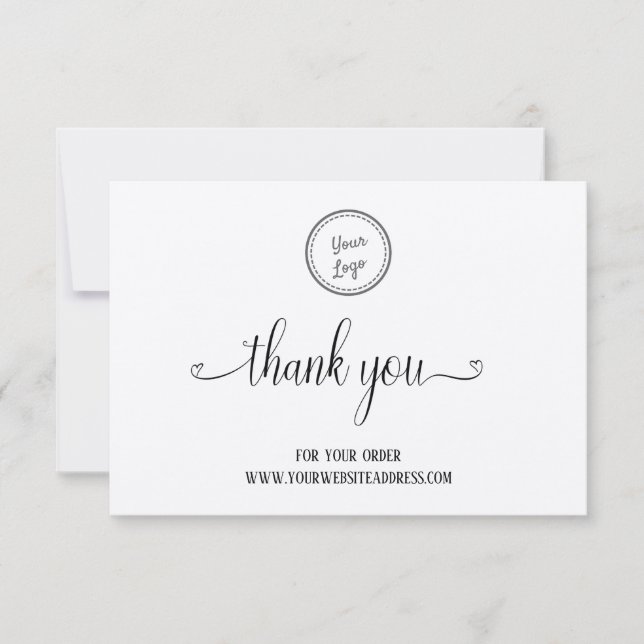 Carte De Remerciements Votre logo |Merci pour votre commande sur papier K (Devant)
