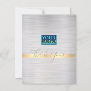 Carte De Remerciements Votre logo Nom commercial Brossé Silver Gold Strip