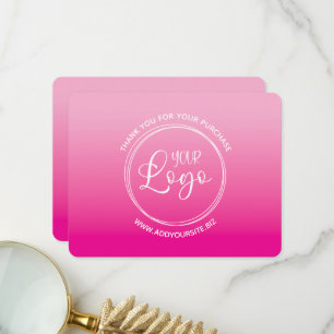 Carte De Remerciements Votre logo ombré rose clair et rose vif