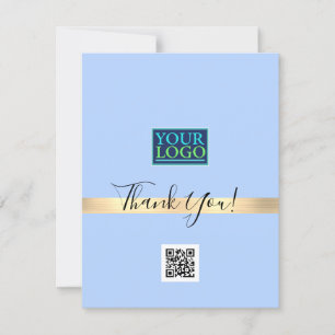 Carte De Remerciements Votre logo QR Code Nom du bus, Gold Stripe Light B