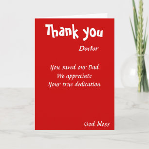 Carte De Remerciements vous avez sauvé notre médecin père