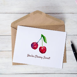 Carte De Remerciements Vous êtes Cherry Sweet Aquarelle Fruit Rouge et Bl