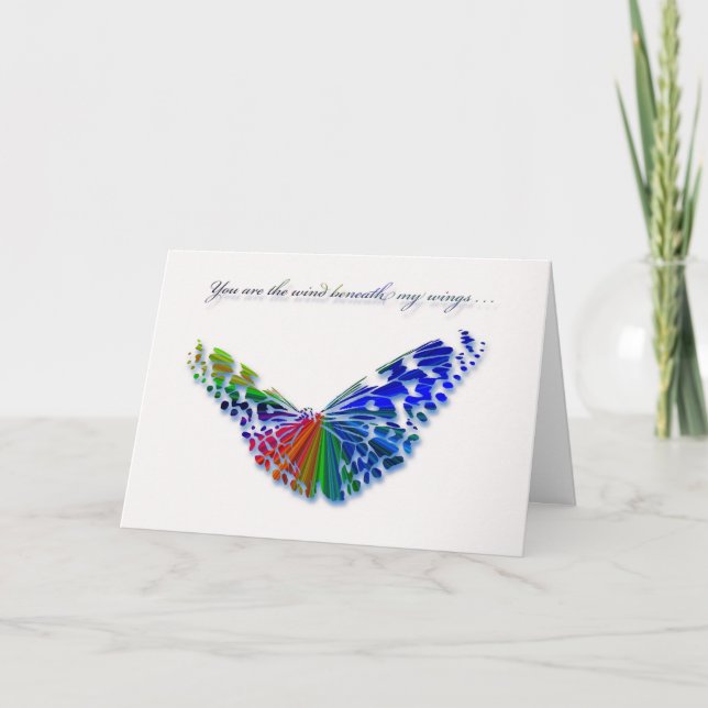 Carte De Remerciements Vous êtes le vent sous mon papillon d'ailes… (Devant)