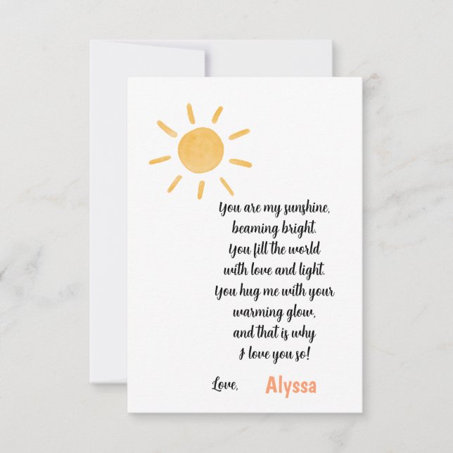 Carte De Remerciements Vous êtes mon soleil Fête des mères (Devant)
