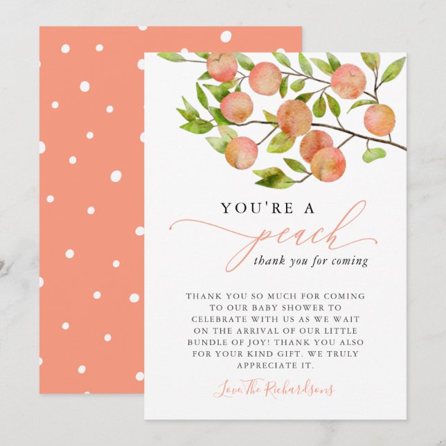 Carte De Remerciements Vous êtes un Baby shower de pêche (Devant / Derrière)