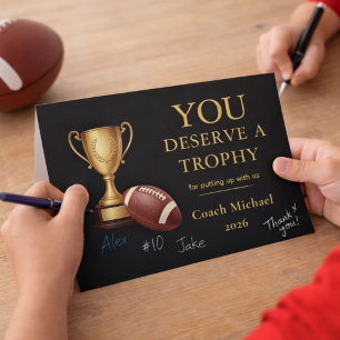 Carte De Remerciements Vous méritez un entraîneur de football de trophée 