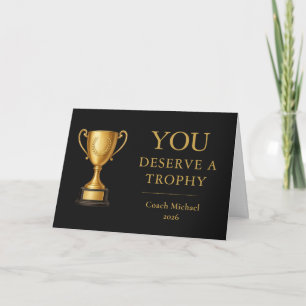 Carte De Remerciements Vous méritez un entraîneur de trophée élégant drôl