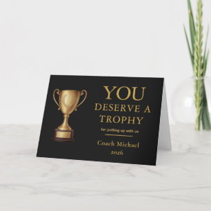 Carte De Remerciements Vous méritez un trophée Drôle d'entraîneur