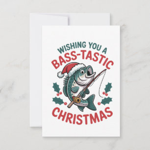 Carte De Remerciements Vous souhaite un Noël Bass-tastique Pêcheur de pêc