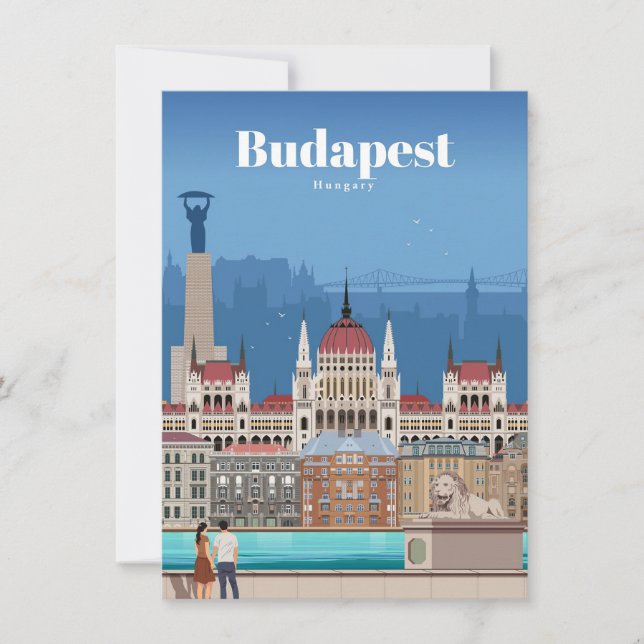 Carte De Remerciements Voyage Art Voyage À Budapest (Devant)