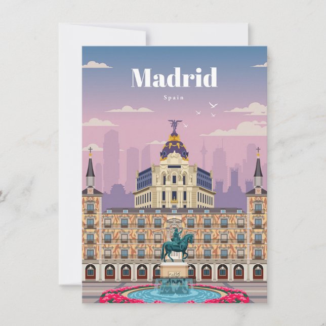 Carte De Remerciements Voyage Art Voyage à Madrid Espagne (Devant)
