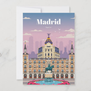 Carte De Remerciements Voyage Art Voyage à Madrid Espagne