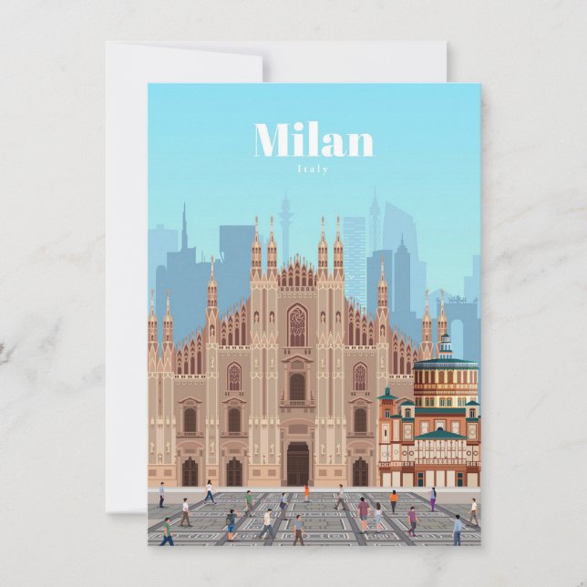 Carte De Remerciements Voyage Art Voyage à Milan Italie (Devant)
