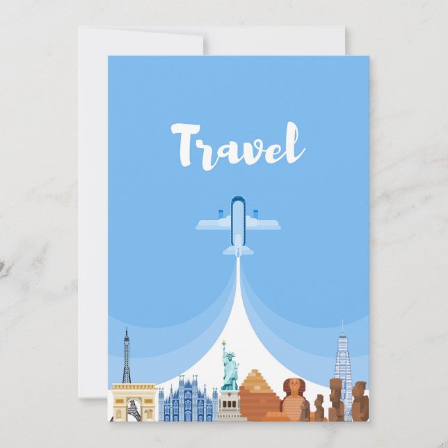 Carte De Remerciements Voyage Art Voyager Dans Le Monde (Devant)