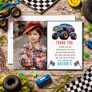 Carte De Remerciements Vroom Zoom Monster Truck Boom   Fête de 1er Annive