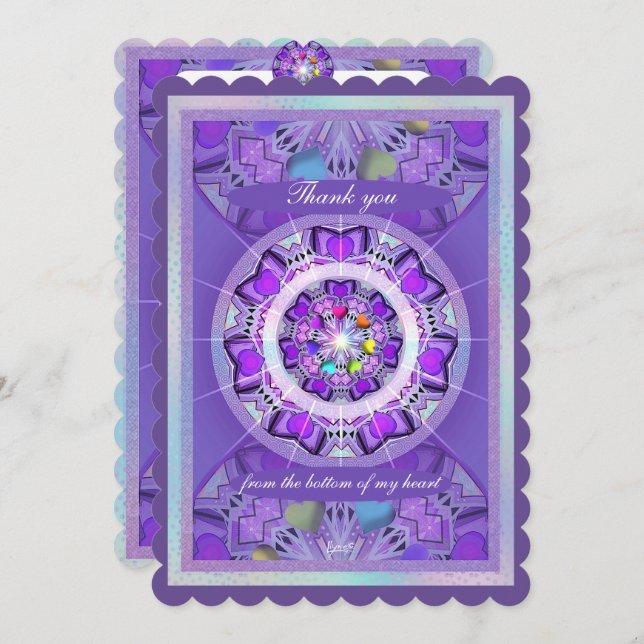 Carte De Remerciements W2 pourpre (Devant / Derrière)