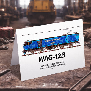 Carte De Remerciements WAG-12B Locomotive. Train de marchandises des chem
