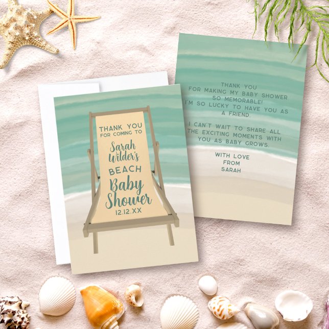 Carte de remerciements Watercolor Beach Baby showe (A thank you card for your Beach Baby Shower. Just add your details and message)