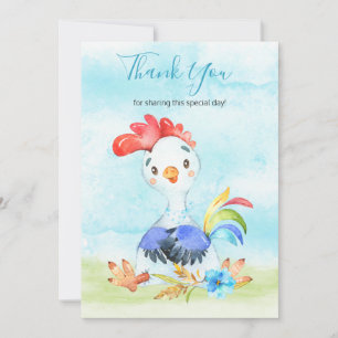 Carte De Remerciements Watercolor Booster Rooster Farm