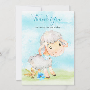 Carte De Remerciements Watercolor Boy Sheep Farm