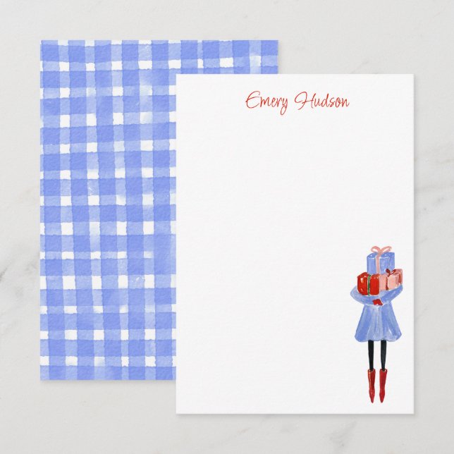 Carte De Remerciements Watercolor Fashion Girl personnalisée (Devant / Derrière)