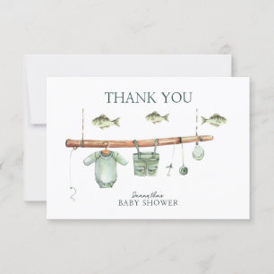 Carte De Remerciements Watercolor Floral Baby shower pêcheur