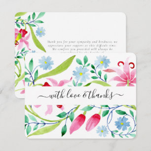 Carte De Remerciements Watercolor Floral Funeral