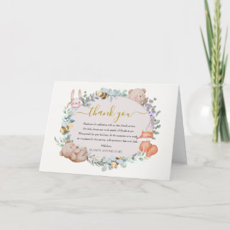 Carte De Remerciements Watercolor Forest Animaux Rustic Boho Baby shower