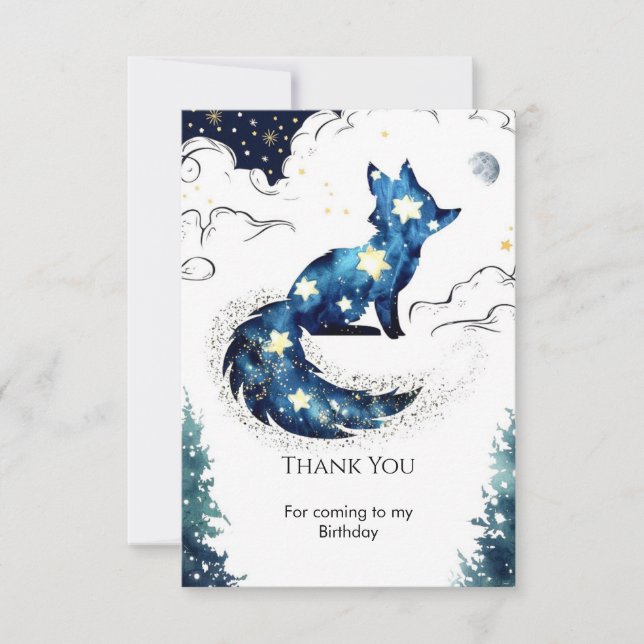 Carte De Remerciements Watercolor Fun Fox Anniversaire (Devant)