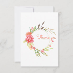 Carte De Remerciements Watercolor Garden Wreath