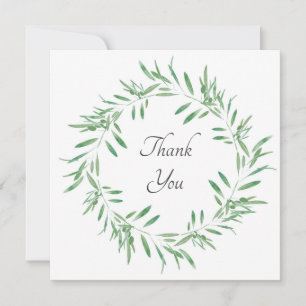 Carte De Remerciements Watercolor Green Olive Wreath