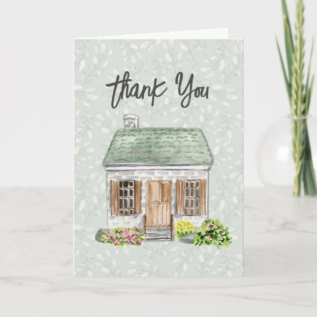 Carte De Remerciements Watercolor House Immobilier (Devant)