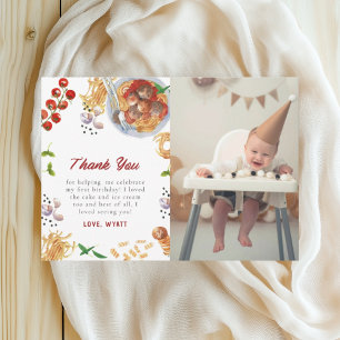 Carte De Remerciements Watercolor Meatball Italien 1er anniversaire