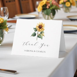Carte De Remerciements Watercolor Sunflower Rustic Country Wedding