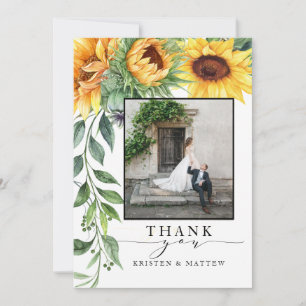 Carte De Remerciements Watercolor Tournesol Photo moderne