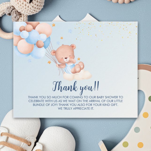 Carte De Remerciements We Can Bearly Wait Cute Bear Boy Baby Shower (Créateur téléchargé)