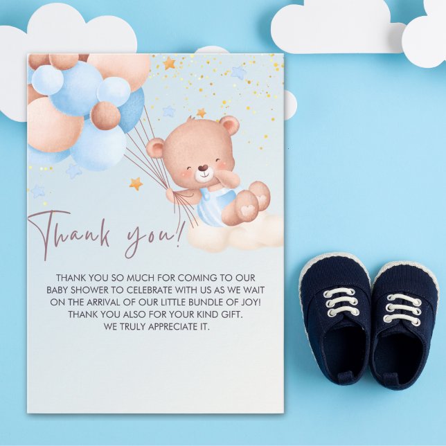 Carte De Remerciements We Can Bearly Wait Cute Bear Boy Baby Shower (Créateur téléchargé)